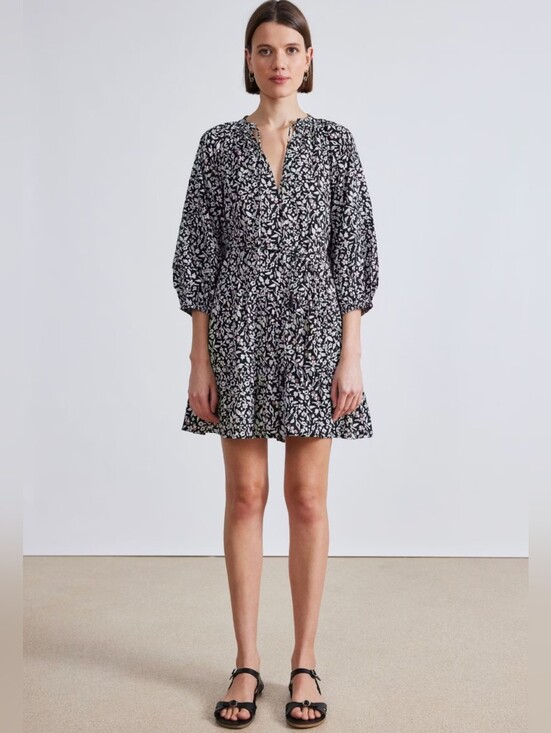 Apiece Apart Dresses & Skirts - Apiece Apart Alessa Mini Dress Tiny Flowers Stamp Black Floral Cotton Size M